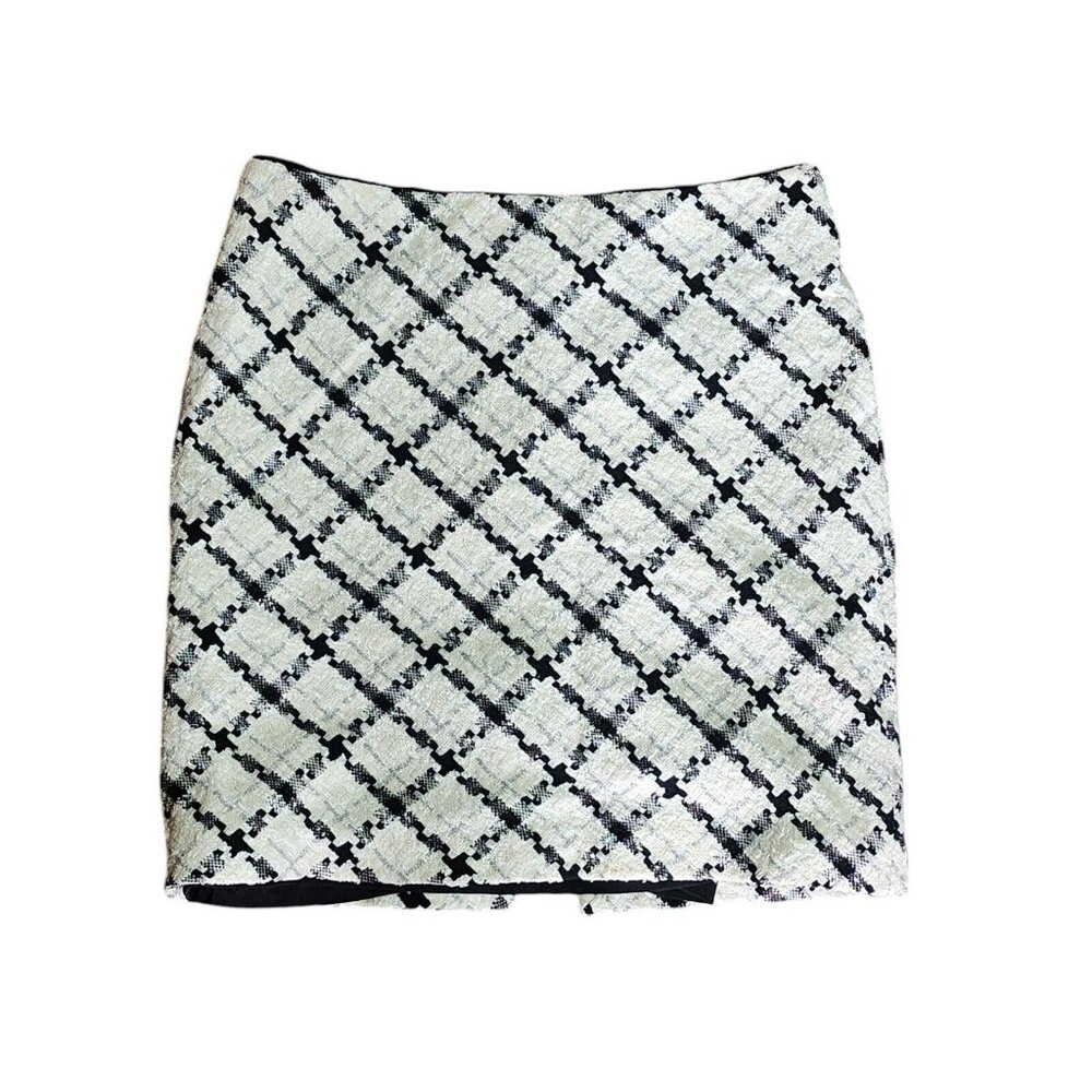 WHITE HOUSE BLACK MARKET WHBM Tweed Zip Back Pencil Skirt‎ Womens Size 4